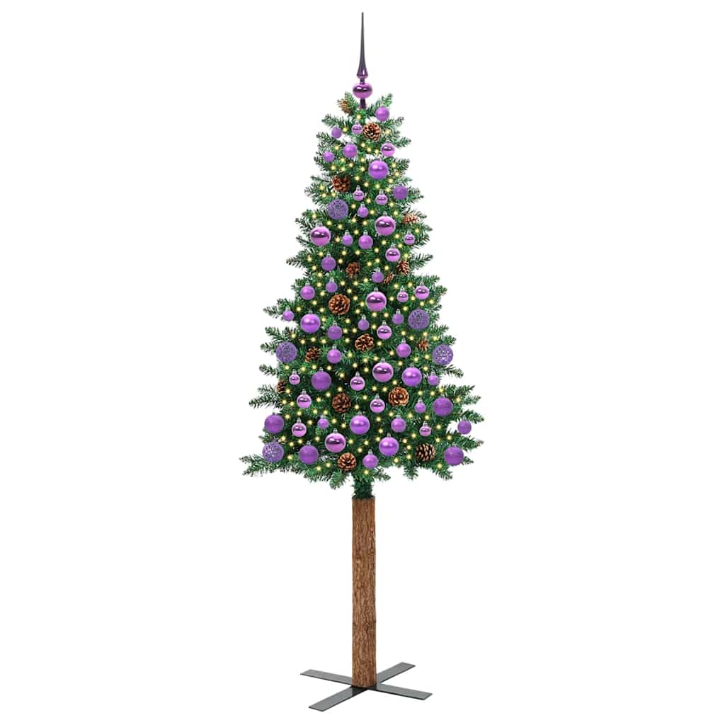 Schlanker Weihnachtsbaum mit 300 LEDs mit Ständer Grün 180 cm