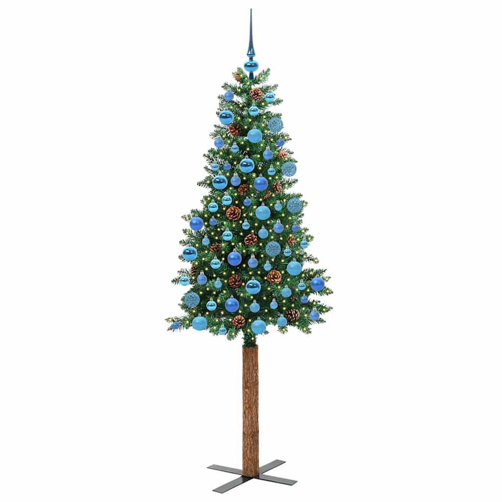 Schlanker Weihnachtsbaum mit 300 LEDs mit Ständer Grün 180 cm
