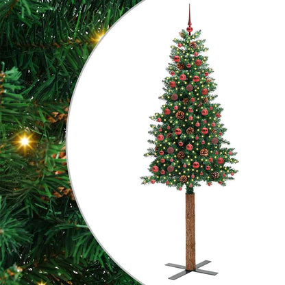 Schlanker Weihnachtsbaum mit 300 LEDs mit Ständer Grün 210 cm