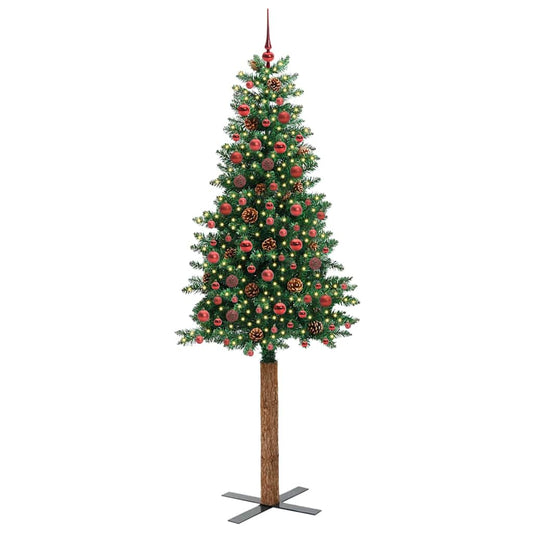 Schlanker Weihnachtsbaum mit 300 LEDs mit Ständer Grün 210 cm