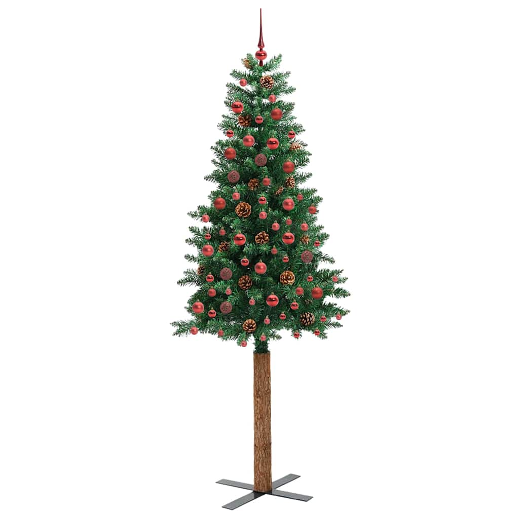 Schlanker Weihnachtsbaum mit 300 LEDs mit Ständer Grün 210 cm