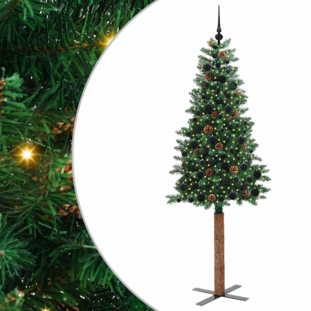 Schlanker Weihnachtsbaum mit 300 LEDs mit Ständer Grün 210 cm