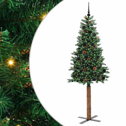 Schlanker Weihnachtsbaum mit 300 LEDs mit Ständer Grün 210 cm