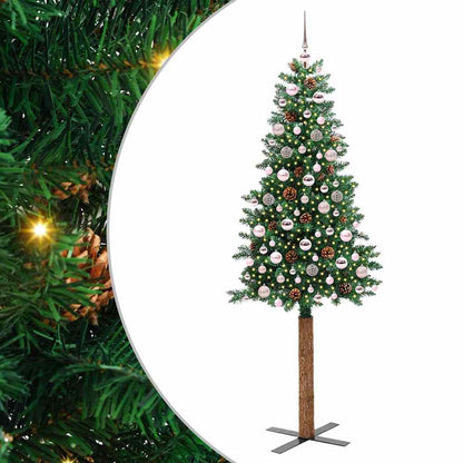Schlanker Weihnachtsbaum mit 300 LEDs mit Ständer Grün 210 cm