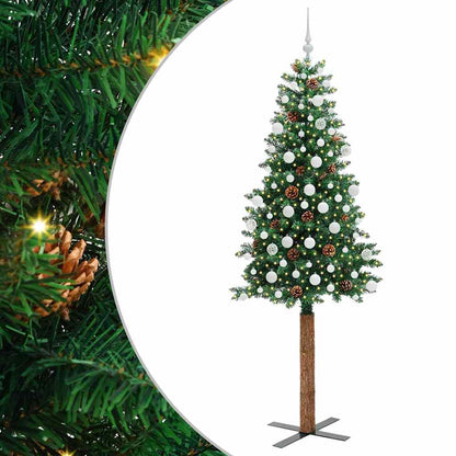 Schlanker Weihnachtsbaum mit 300 LEDs mit Ständer Grün 210 cm
