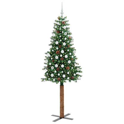 Schlanker Weihnachtsbaum mit 300 LEDs mit Ständer Grün 210 cm
