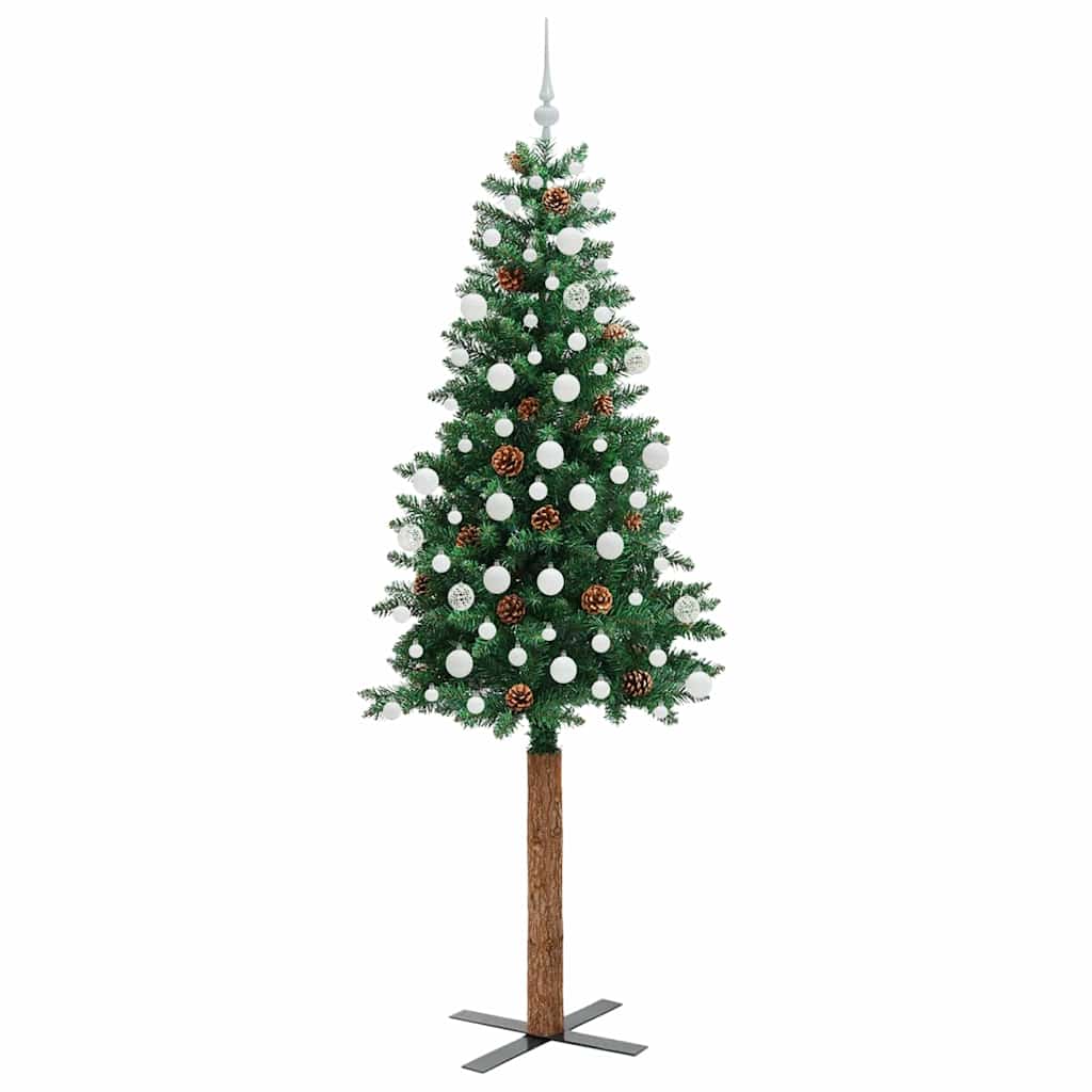 Schlanker Weihnachtsbaum mit 300 LEDs mit Ständer Grün 210 cm