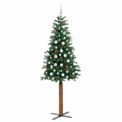 Schlanker Weihnachtsbaum mit 300 LEDs mit Ständer Grün 210 cm