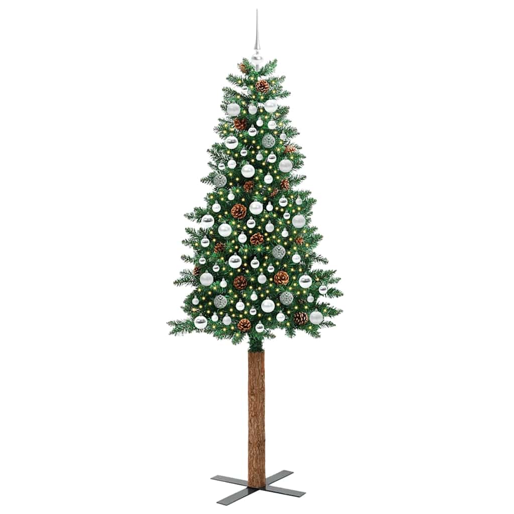 Schlanker Weihnachtsbaum mit 300 LEDs mit Ständer Grün 210 cm