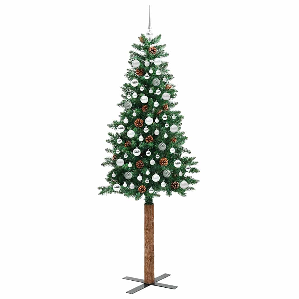 Schlanker Weihnachtsbaum mit 300 LEDs mit Ständer Grün 210 cm