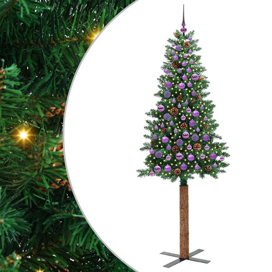 Schlanker Weihnachtsbaum mit 300 LEDs mit Ständer Grün 210 cm