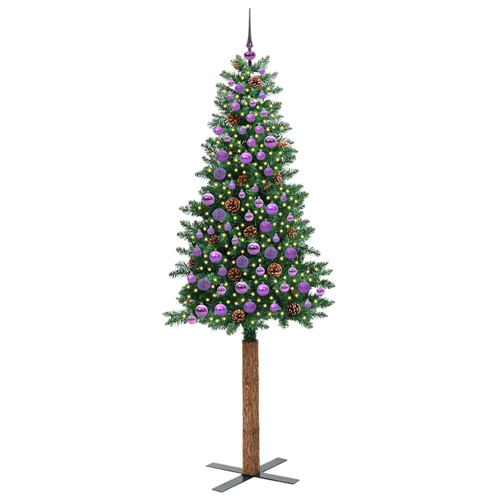 Schlanker Weihnachtsbaum mit 300 LEDs mit Ständer Grün 210 cm