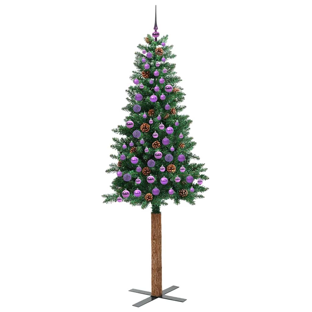 Schlanker Weihnachtsbaum mit 300 LEDs mit Ständer Grün 210 cm