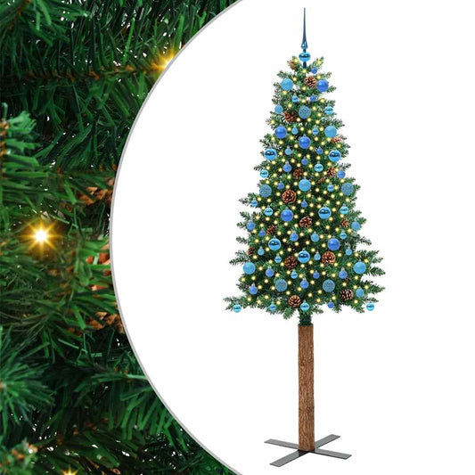Schlanker Weihnachtsbaum mit 300 LEDs mit Ständer Grün 210 cm