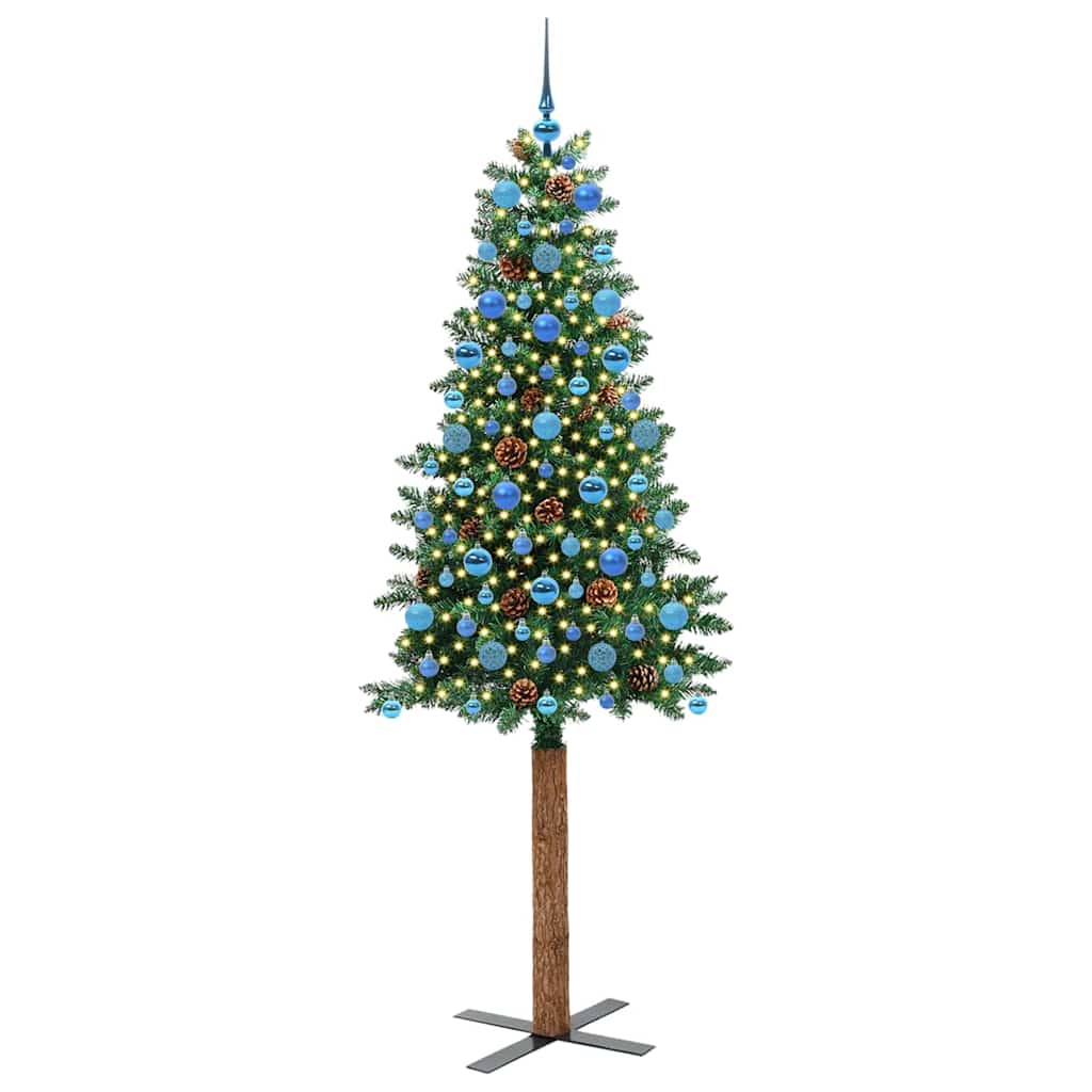 Schlanker Weihnachtsbaum mit 300 LEDs mit Ständer Grün 210 cm