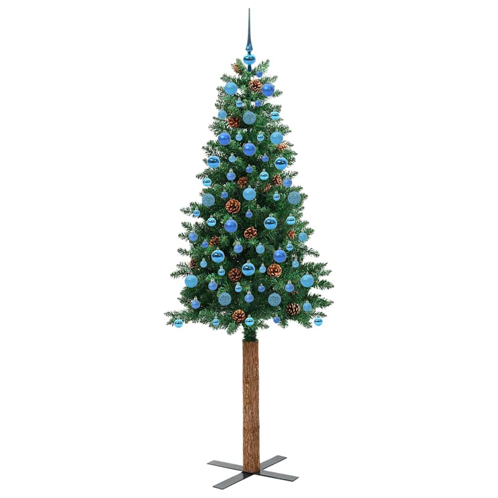 Schlanker Weihnachtsbaum mit 300 LEDs mit Ständer Grün 210 cm