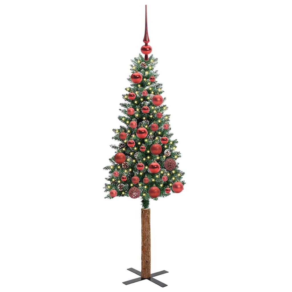 Schlanker Weihnachtsbaum mit 150 LEDs mit Ständer Grün 150 cm