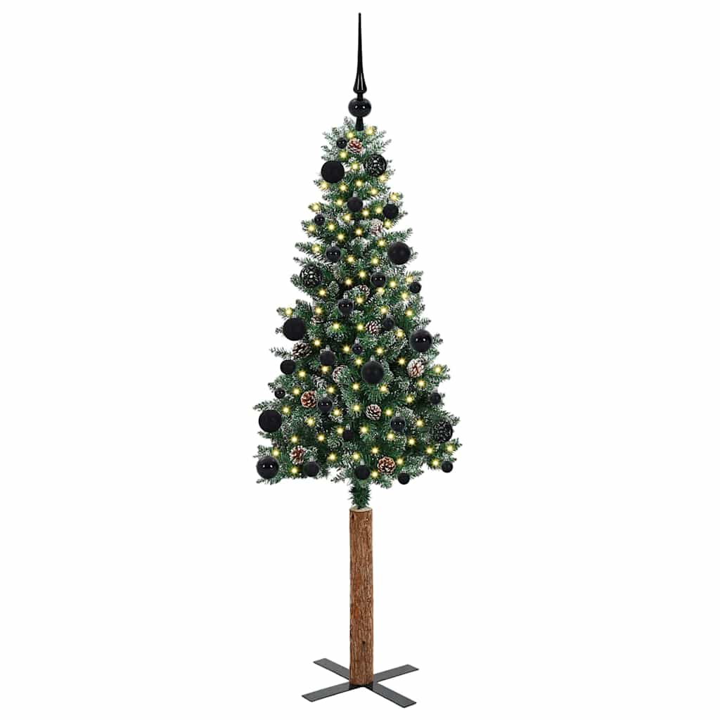 Schlanker Weihnachtsbaum mit 150 LEDs mit Ständer Grün 150 cm