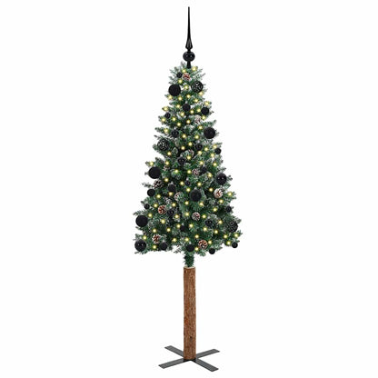 Schlanker Weihnachtsbaum mit 150 LEDs mit Ständer Grün 150 cm