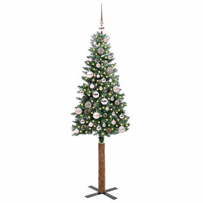 Schlanker Weihnachtsbaum mit 150 LEDs mit Ständer Grün 150 cm