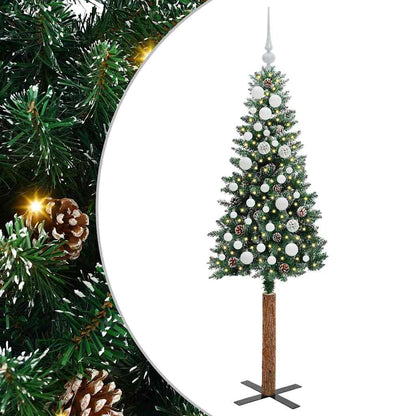 Schlanker Weihnachtsbaum mit 150 LEDs mit Ständer Grün 150 cm