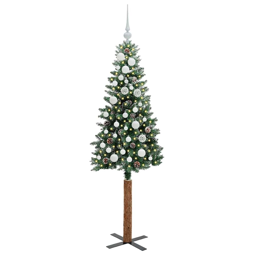 Schlanker Weihnachtsbaum mit 150 LEDs mit Ständer Grün 150 cm