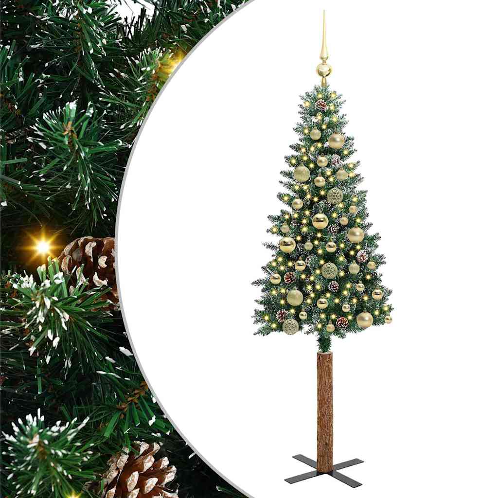 Schlanker Weihnachtsbaum mit 150 LEDs mit Ständer Grün 150 cm