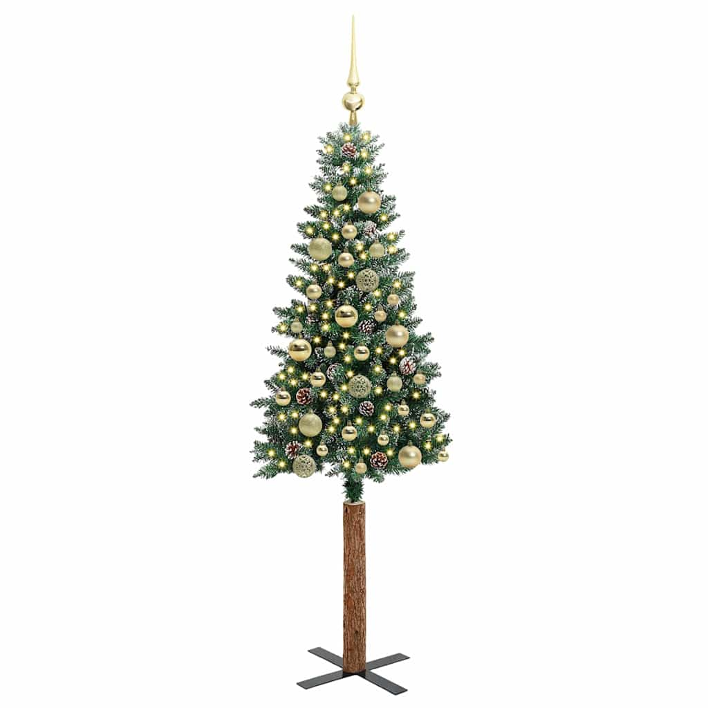 Schlanker Weihnachtsbaum mit 150 LEDs mit Ständer Grün 150 cm