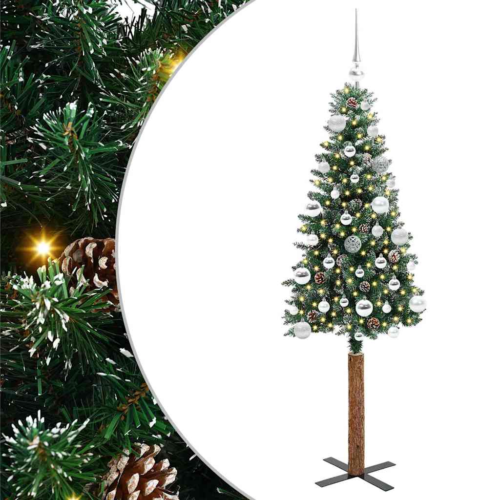 Schlanker Weihnachtsbaum mit 150 LEDs mit Ständer Grün 150 cm