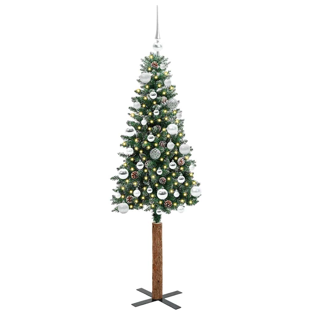 Schlanker Weihnachtsbaum mit 150 LEDs mit Ständer Grün 150 cm
