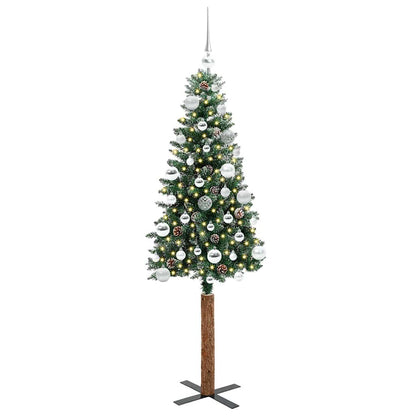 Schlanker Weihnachtsbaum mit 150 LEDs mit Ständer Grün 150 cm