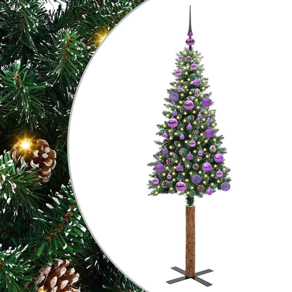 Schlanker Weihnachtsbaum mit 150 LEDs mit Ständer Grün 150 cm