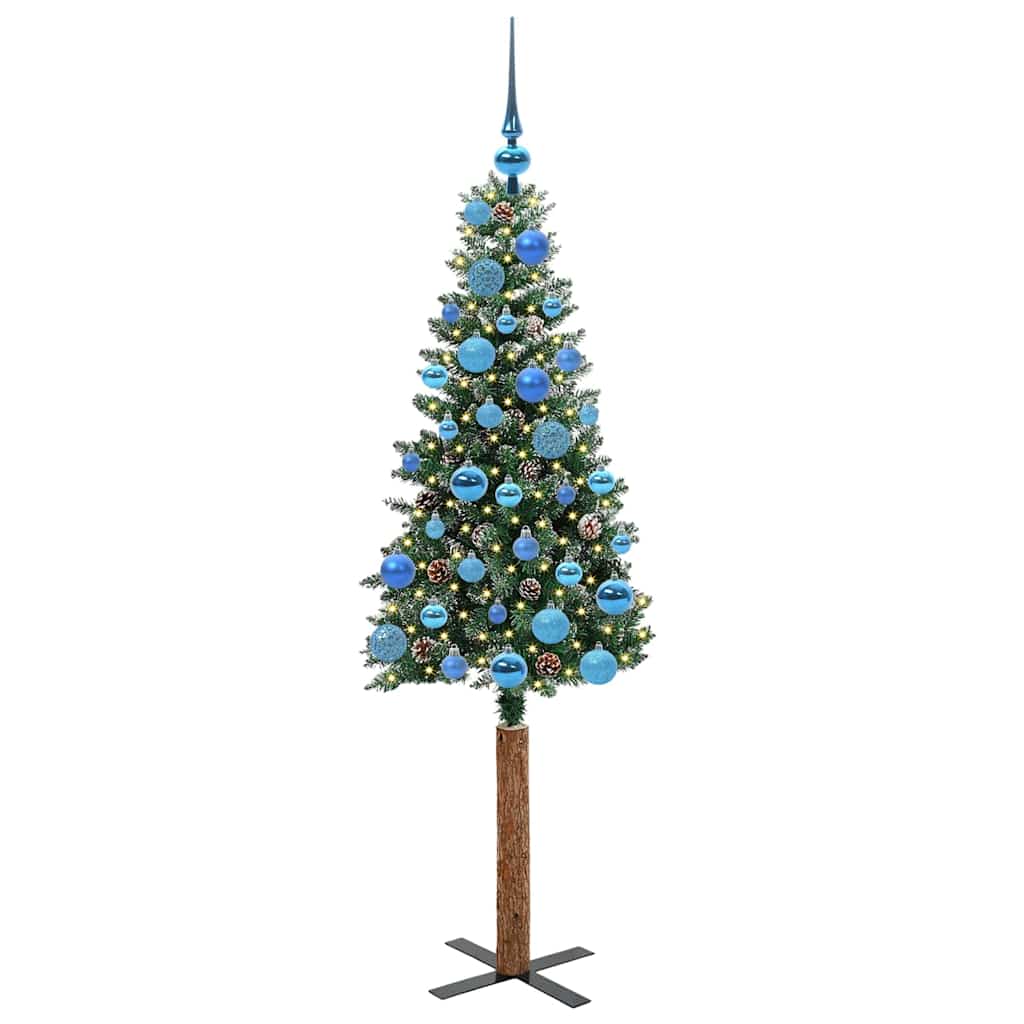 Schlanker Weihnachtsbaum mit 150 LEDs mit Ständer Grün 150 cm