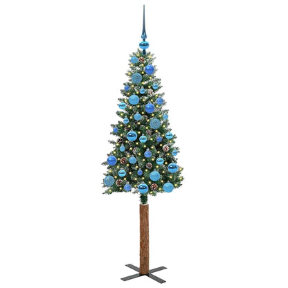 Schlanker Weihnachtsbaum mit 150 LEDs mit Ständer Grün 150 cm