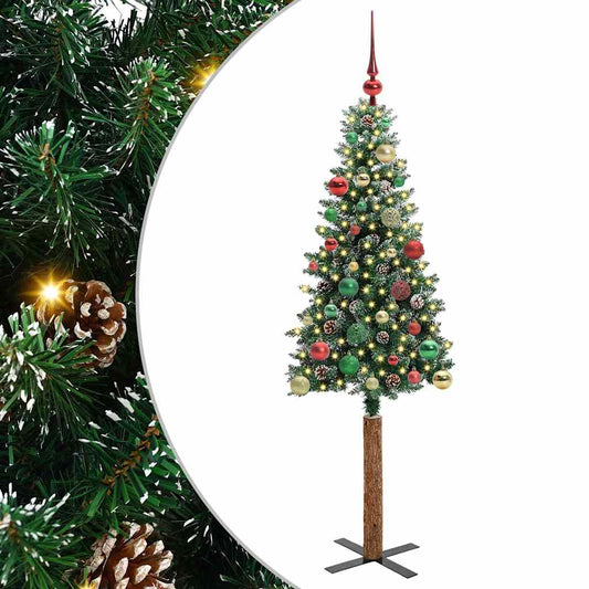 Schlanker Weihnachtsbaum mit 150 LEDs mit Ständer Grün 150 cm
