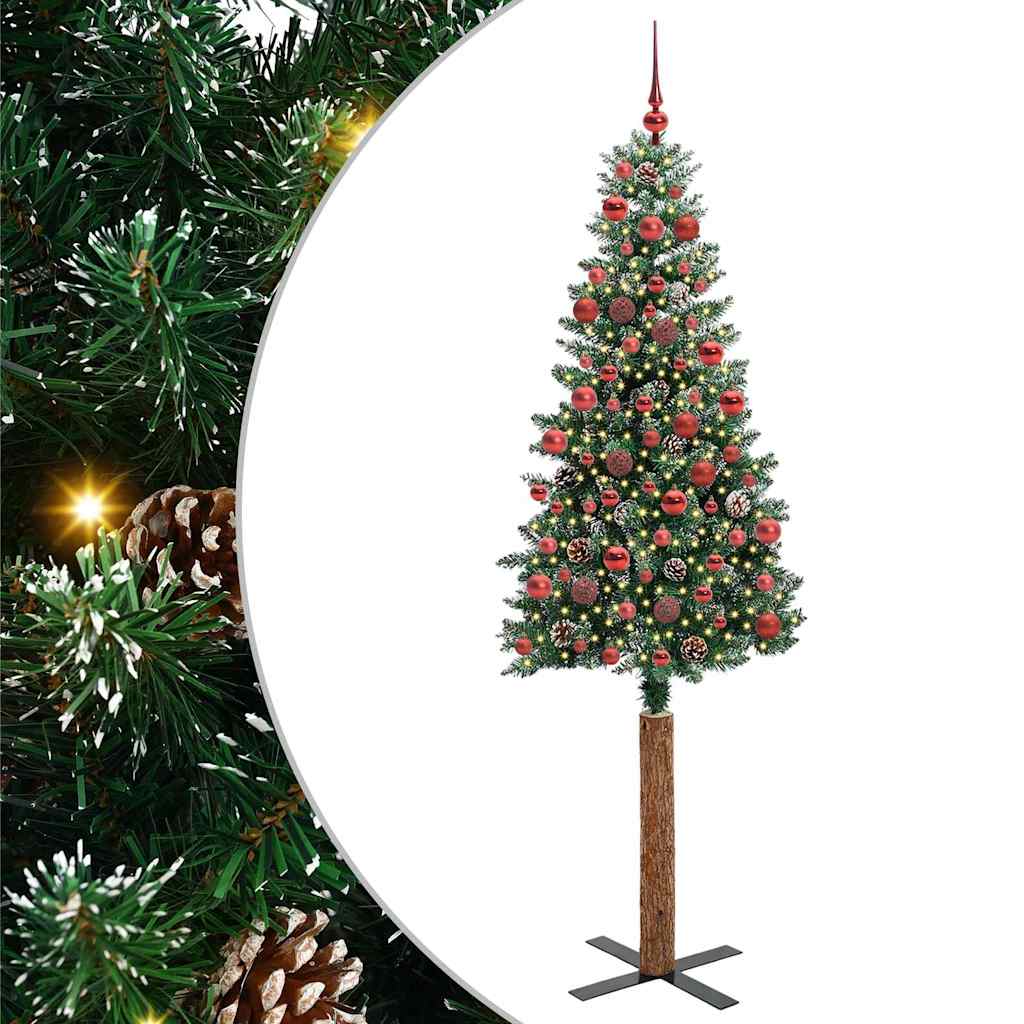 Schlanker Weihnachtsbaum mit 300 LEDs mit Ständer Grün 180 cm