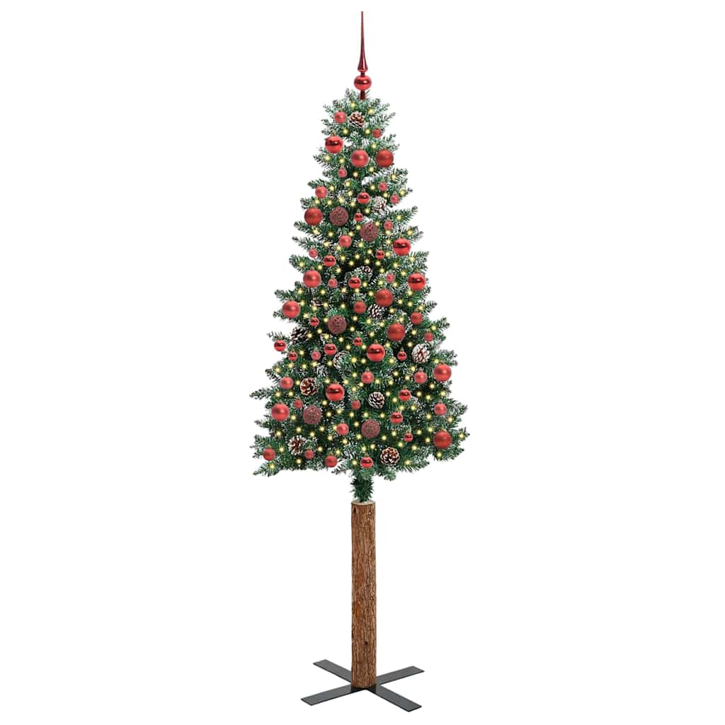Schlanker Weihnachtsbaum mit 300 LEDs mit Ständer Grün 180 cm