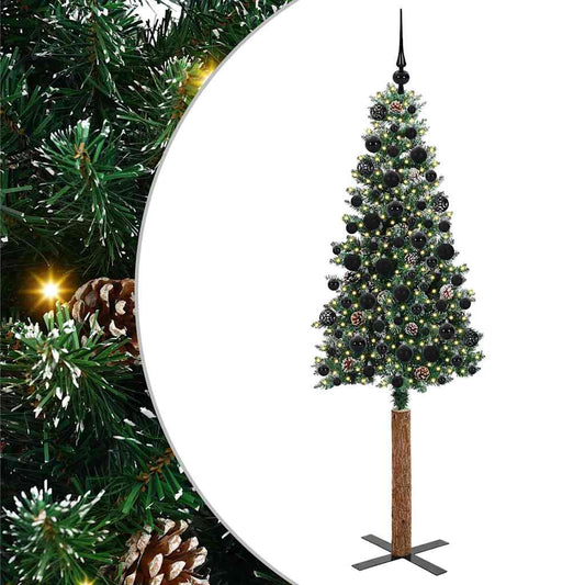 Schlanker Weihnachtsbaum mit 300 LEDs mit Ständer Grün 180 cm