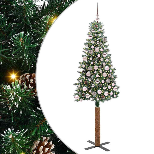 Schlanker Weihnachtsbaum mit 300 LEDs mit Ständer Grün 180 cm