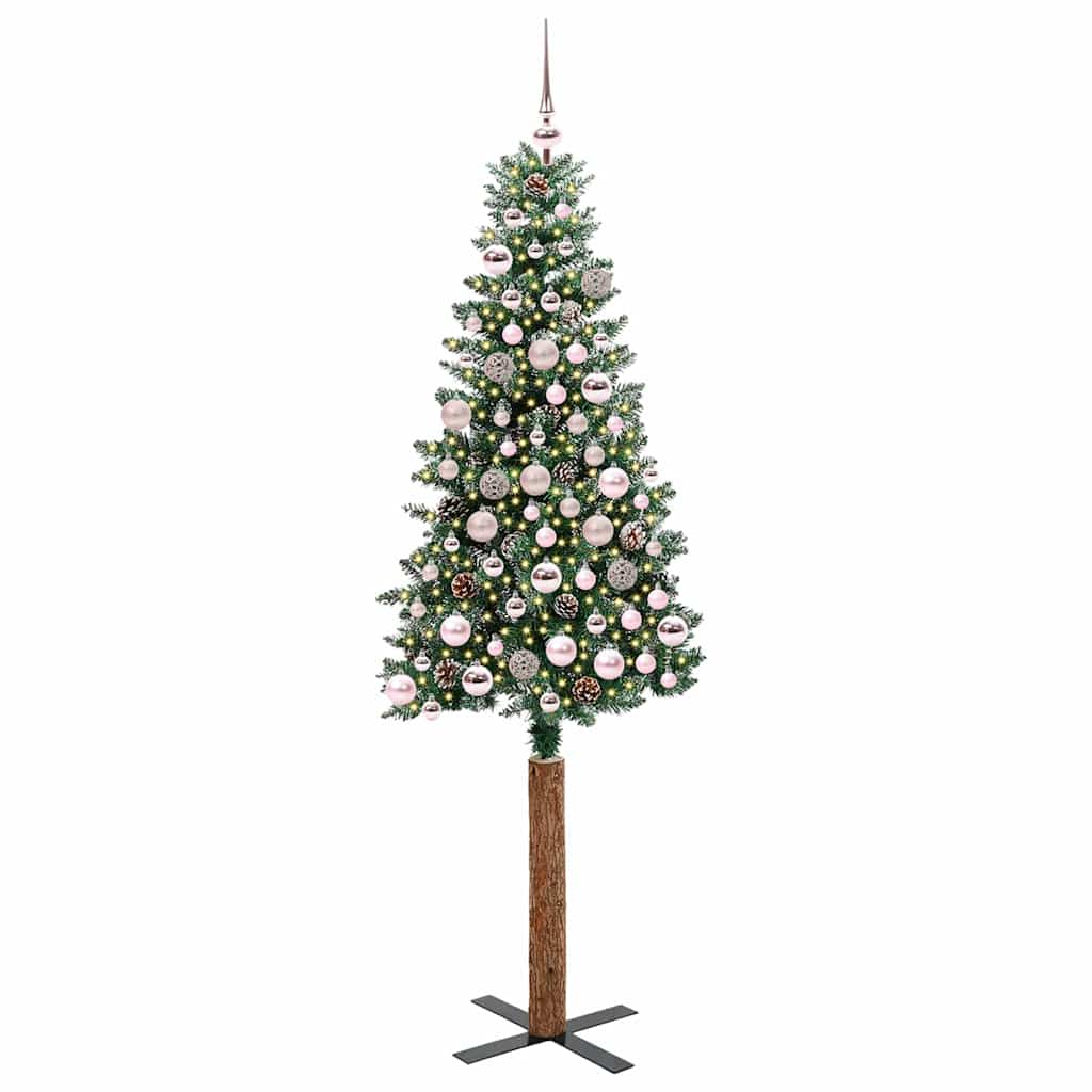 Schlanker Weihnachtsbaum mit 300 LEDs mit Ständer Grün 180 cm