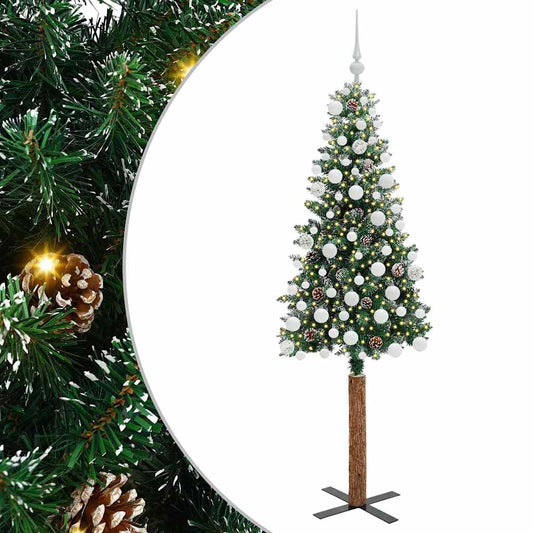 Schlanker Weihnachtsbaum mit 300 LEDs mit Ständer Grün 180 cm