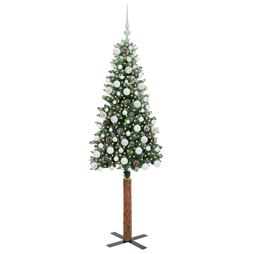 Schlanker Weihnachtsbaum mit 300 LEDs mit Ständer Grün 180 cm