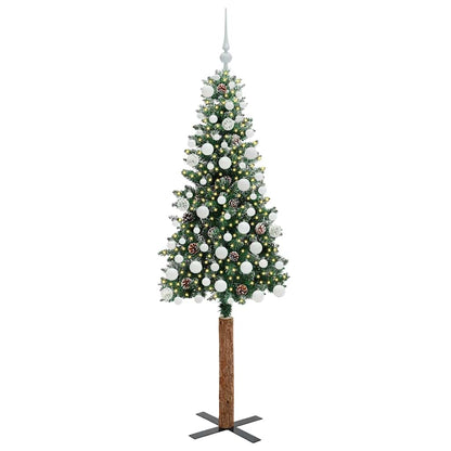 Schlanker Weihnachtsbaum mit 300 LEDs mit Ständer Grün 180 cm