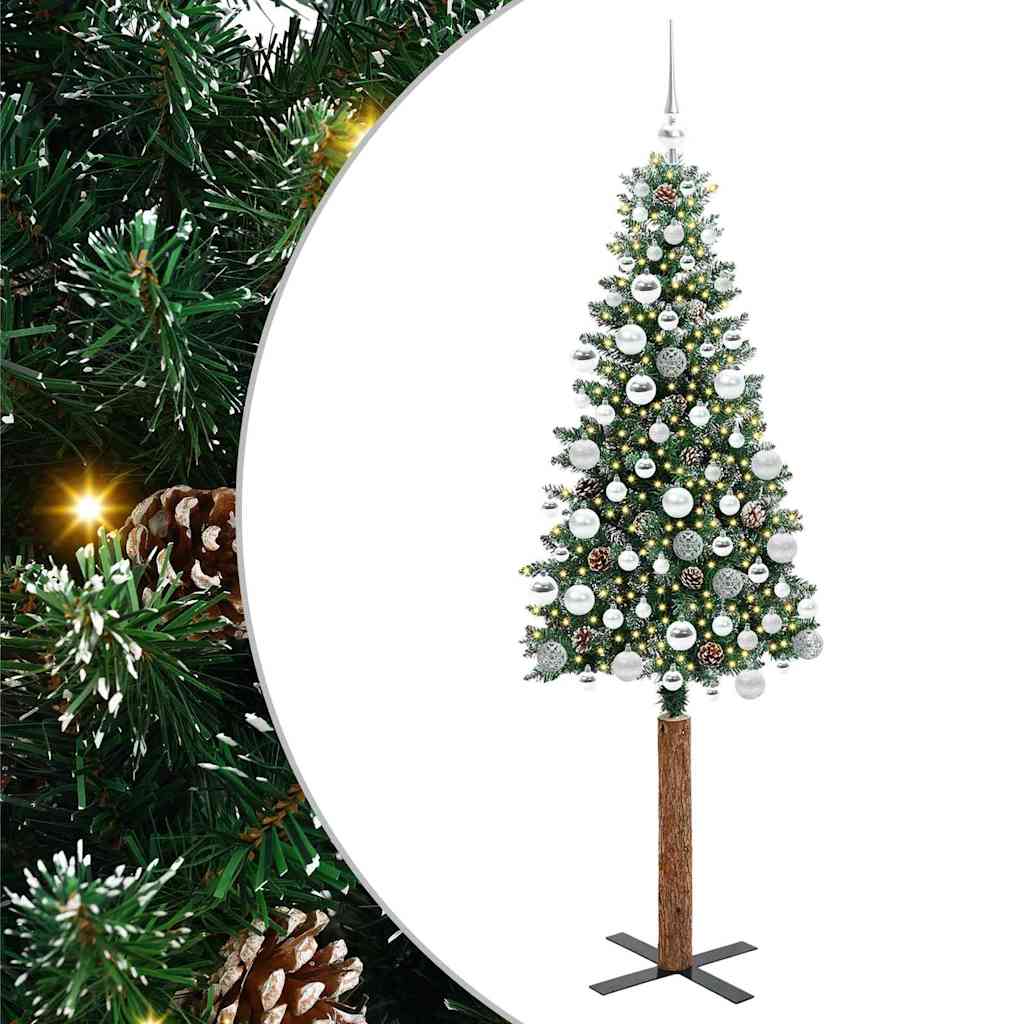 Schlanker Weihnachtsbaum mit 300 LEDs mit Ständer Grün 180 cm