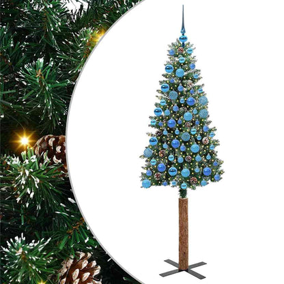 Schlanker Weihnachtsbaum mit 300 LEDs mit Ständer Grün 180 cm