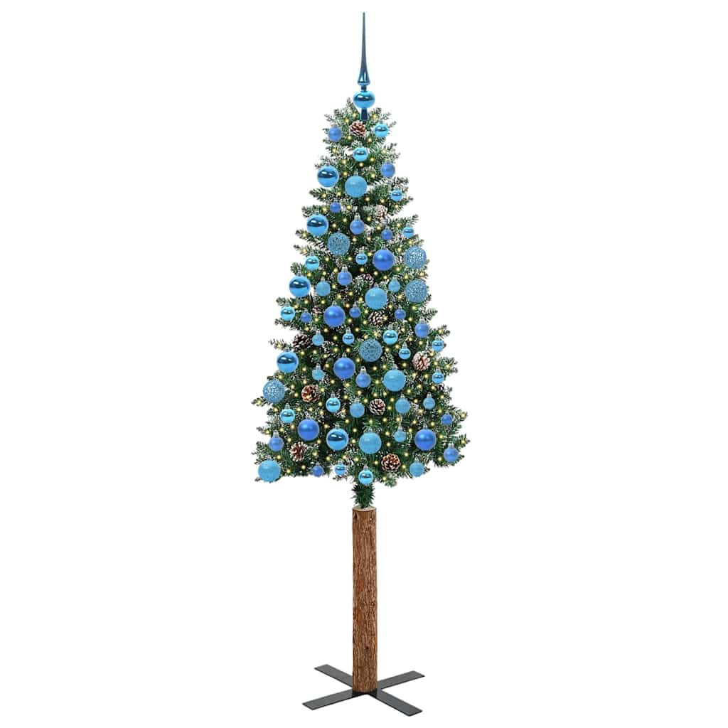Schlanker Weihnachtsbaum mit 300 LEDs mit Ständer Grün 180 cm