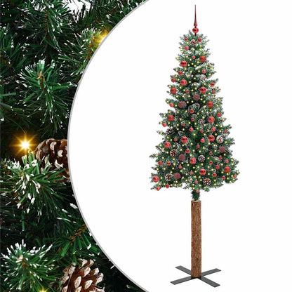 Schlanker Weihnachtsbaum mit 300 LEDs mit Ständer Grün 210 cm