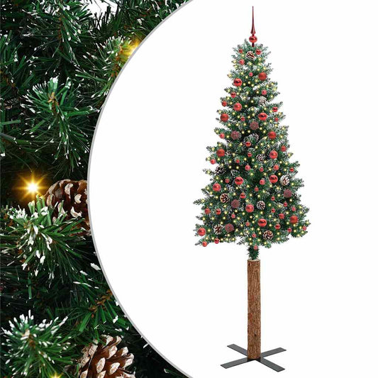 Schlanker Weihnachtsbaum mit 300 LEDs mit Ständer Grün 210 cm