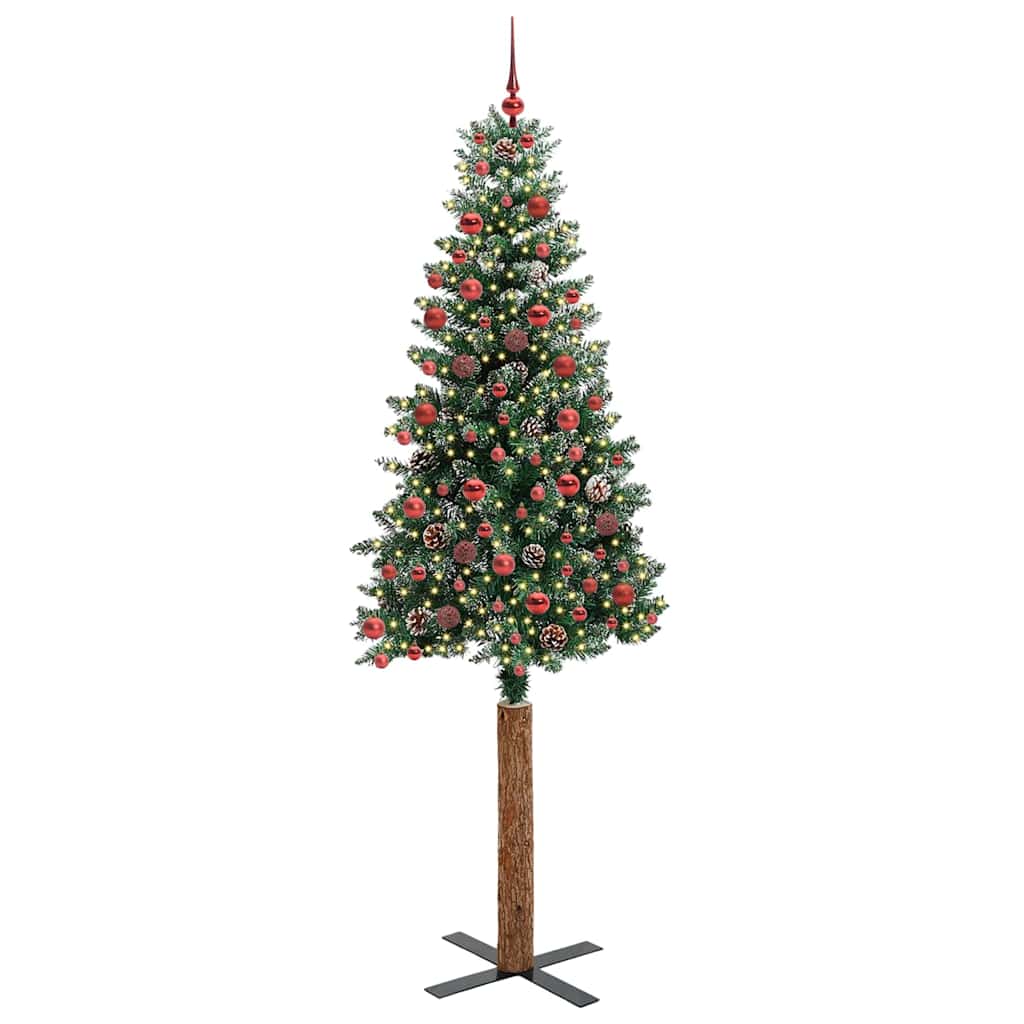 Schlanker Weihnachtsbaum mit 300 LEDs mit Ständer Grün 210 cm