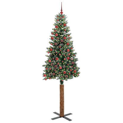 Schlanker Weihnachtsbaum mit 300 LEDs mit Ständer Grün 210 cm